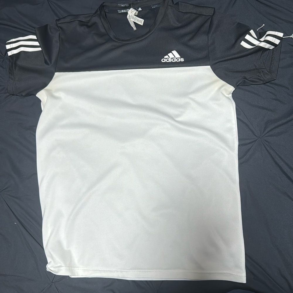 Adidas soccer t shirt size medium black and white